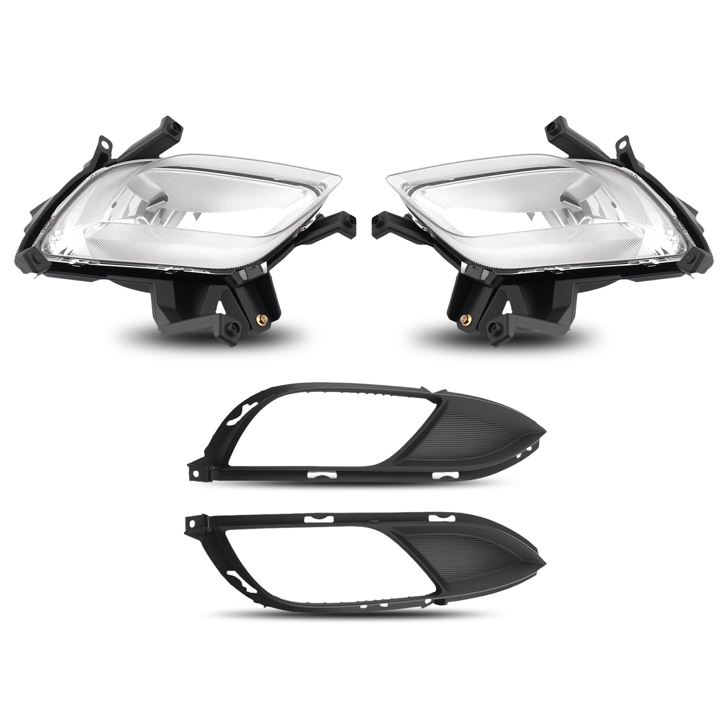 Pair Front Bumper Fog LightsBezels Trim Fog W/Bulbs compatible For Kia Forte 2014-2016