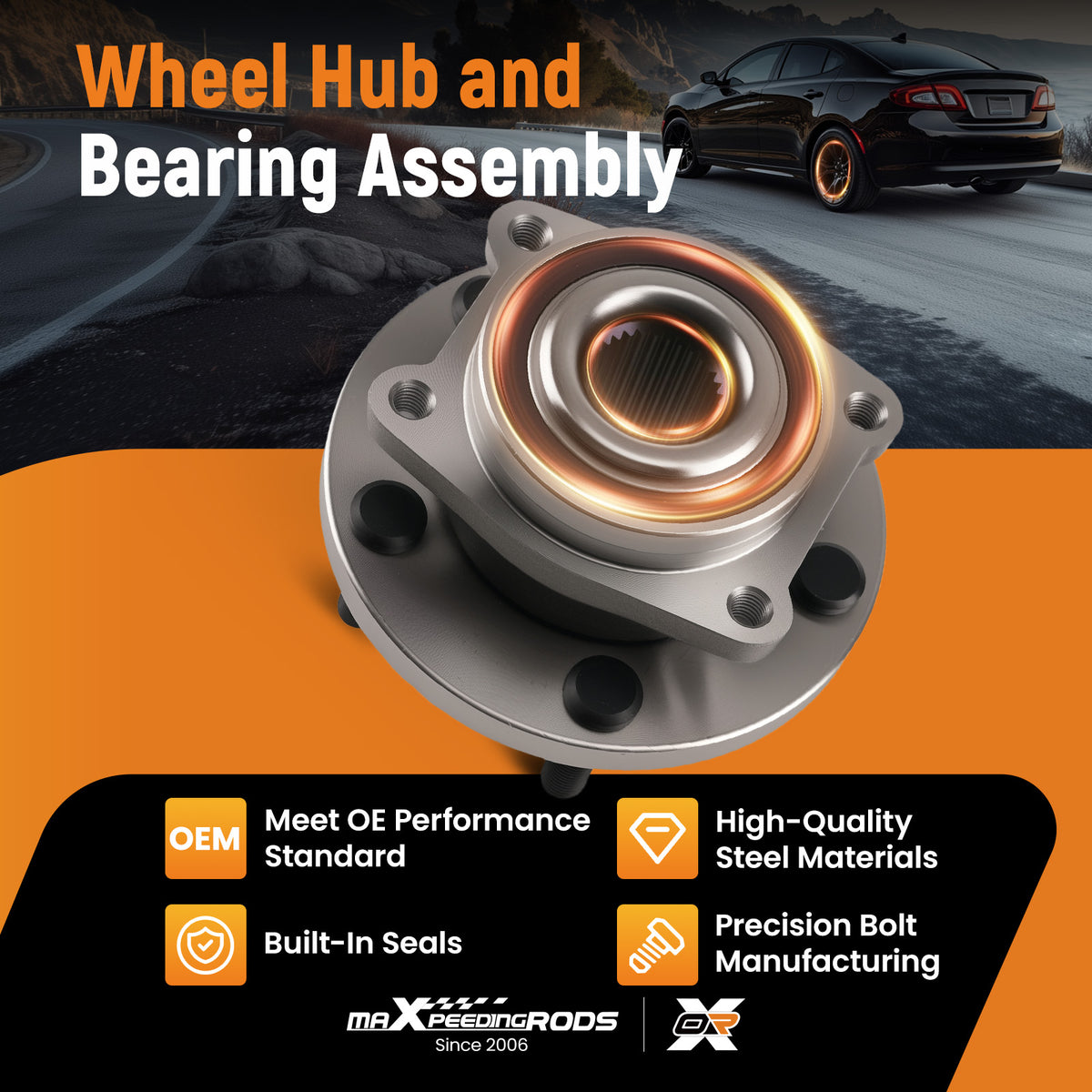 5 Lugs Front Wheel Hub 513263 compatible For Chrysler 200 Sebring compatible For Dodge Avenger WE60909