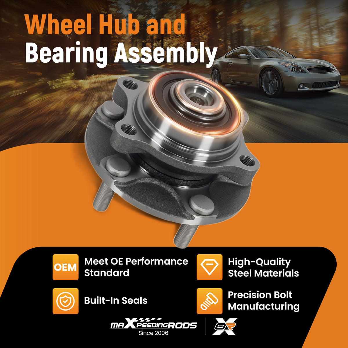 5 Bolt Front Wheel Hub Bearing compatible For INFINITI G35 compatible For NISSAN 350Z 03-09 H513268