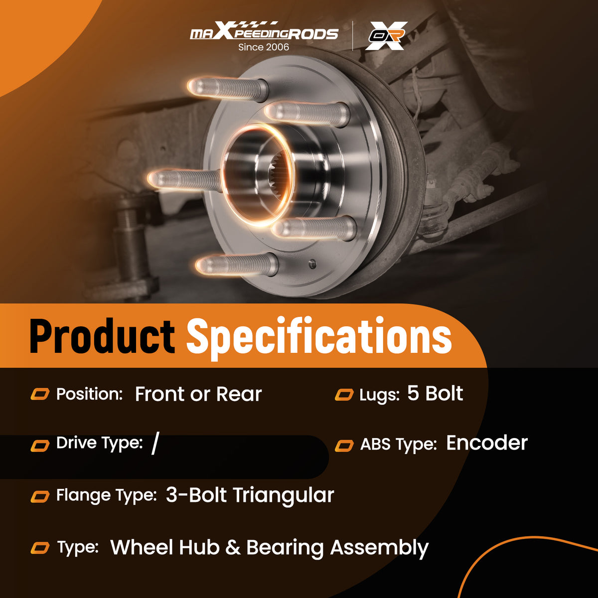 Front/Rear Wheel Hub Assembly compatible For Chevrolet Camaro SS LT LS 2014-2015 WE60902