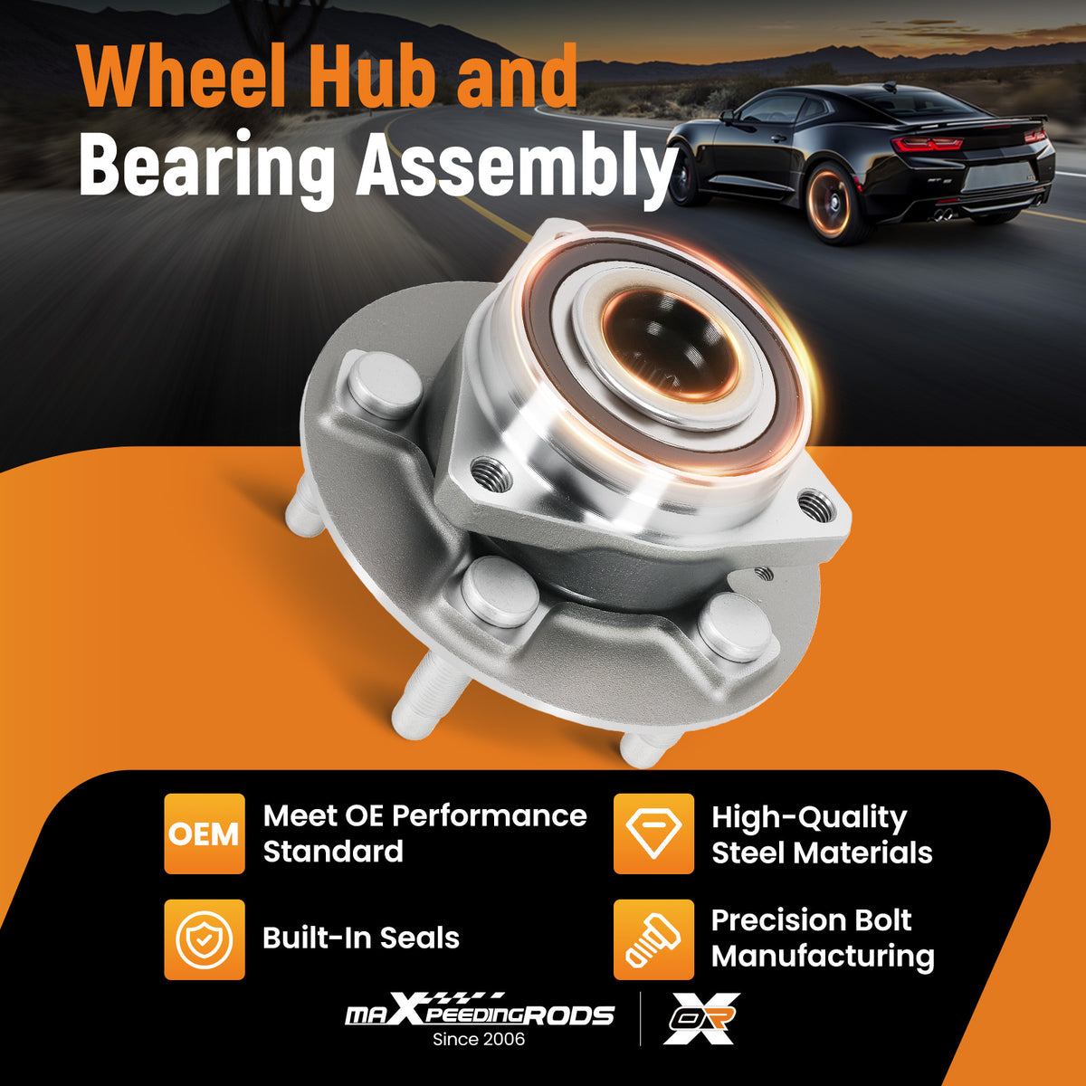 Front/Rear Wheel Hub Assembly compatible For Chevrolet Camaro SS LT LS 2014-2015 WE60902
