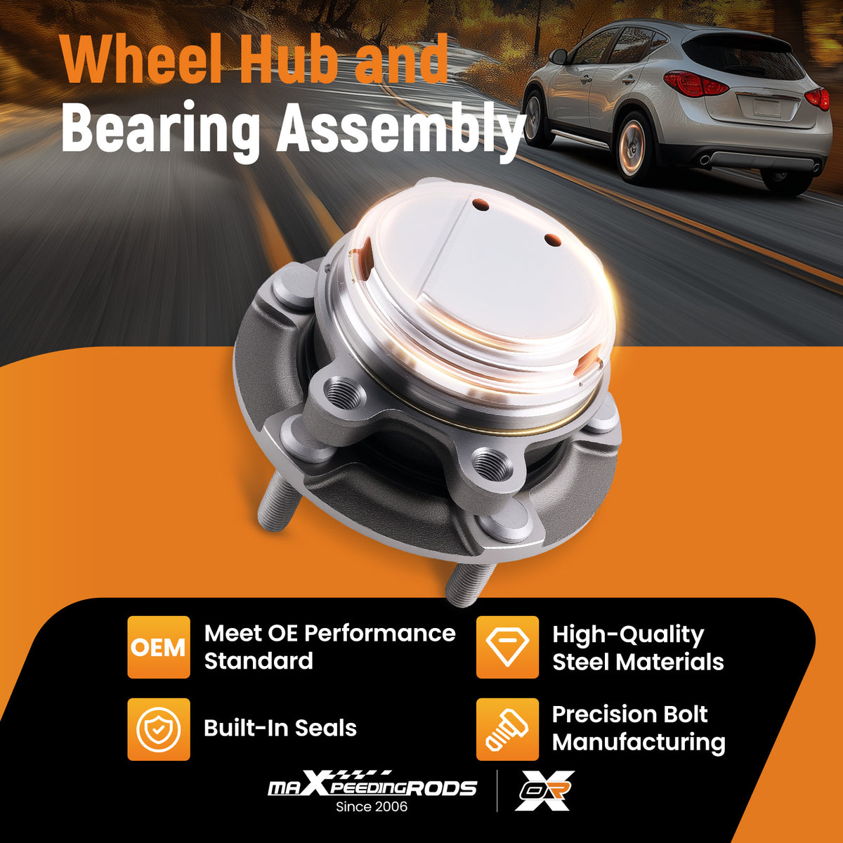 5-Lug Front Wheel Hub Assembly compatible For Infiniti Q70 M37 M56 2011-2019 BR930890