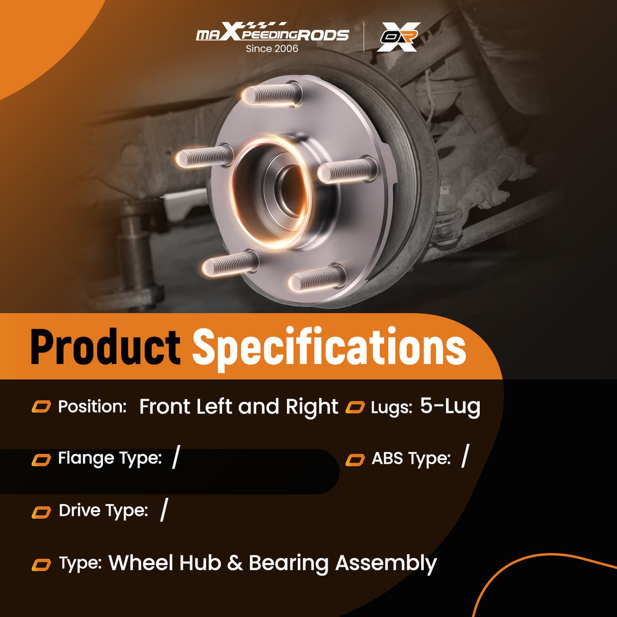 5-Lug Front Wheel Hub Assembly compatible For Infiniti Q70 M37 M56 2011-2019 BR930890