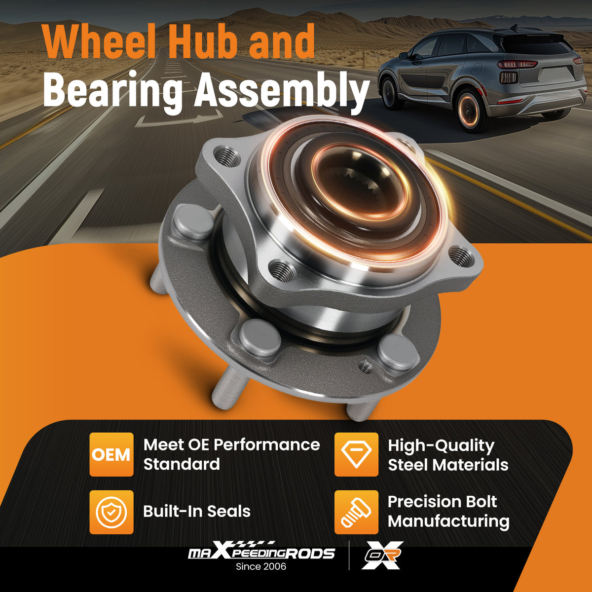 Front Wheel Bearing Hub compatible For Kia Optima Sportage 2016-2020  51750C1000 5 Lugs