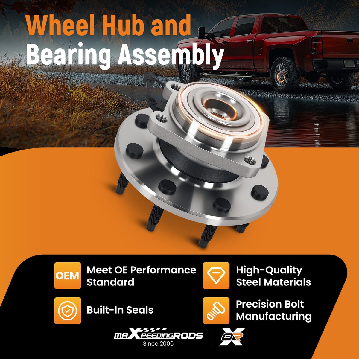 8 Lug Front Wheel Hub Assembly compatible For Silverado/Sierra 2500HD 3500HD 11-19 BR930824