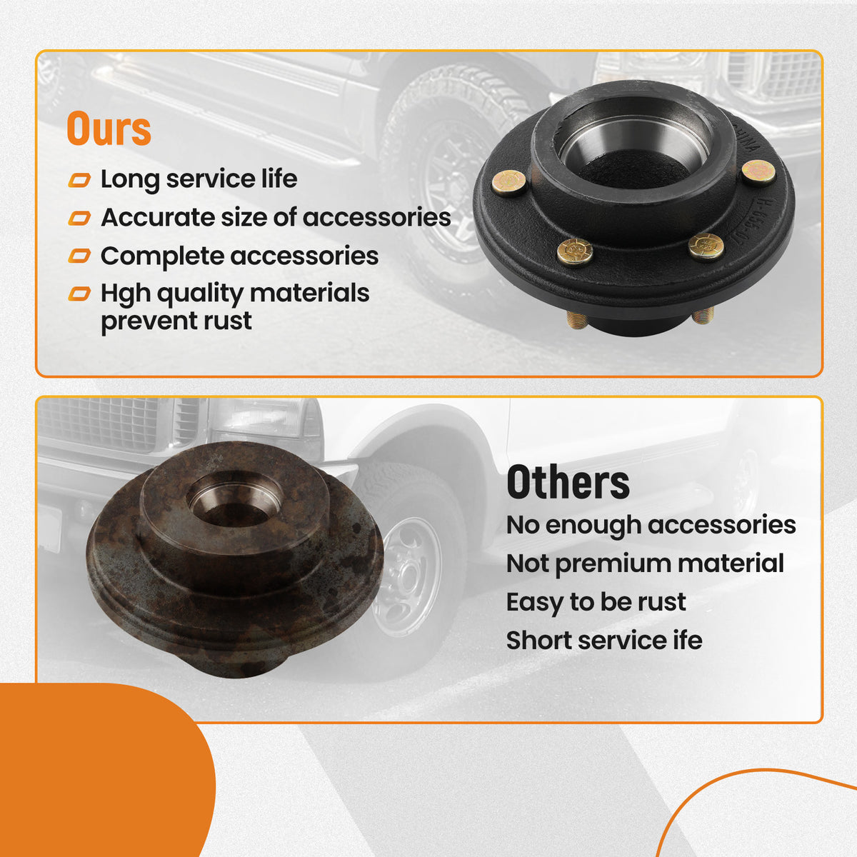 Pair Trailer Hubs Convert Mobile Home with Bearings 6000# 6 Lug 6x5.5 Idler Axle