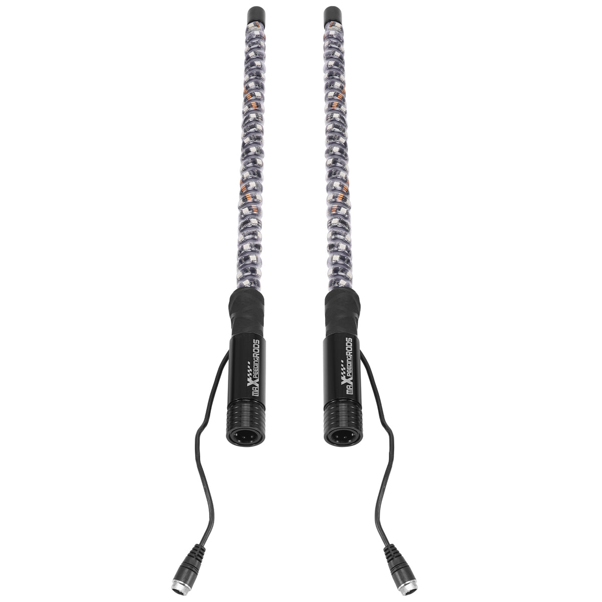 2PCS 2FT RGB Spiral Whip Lights with AppRemote Control Microphone Detection, LED Chasing Lighted Whip with DIY Patterns Flags Driving Alignment, Signal Light For UTV ATV compatible For Can-Am Boat