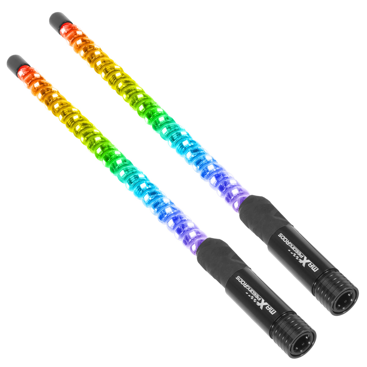 2PCS 2FT RGB Spiral Whip Lights with AppRemote Control Microphone Detection, LED Chasing Lighted Whip with DIY Patterns Flags Driving Alignment, Signal Light For UTV ATV compatible For Can-Am Boat