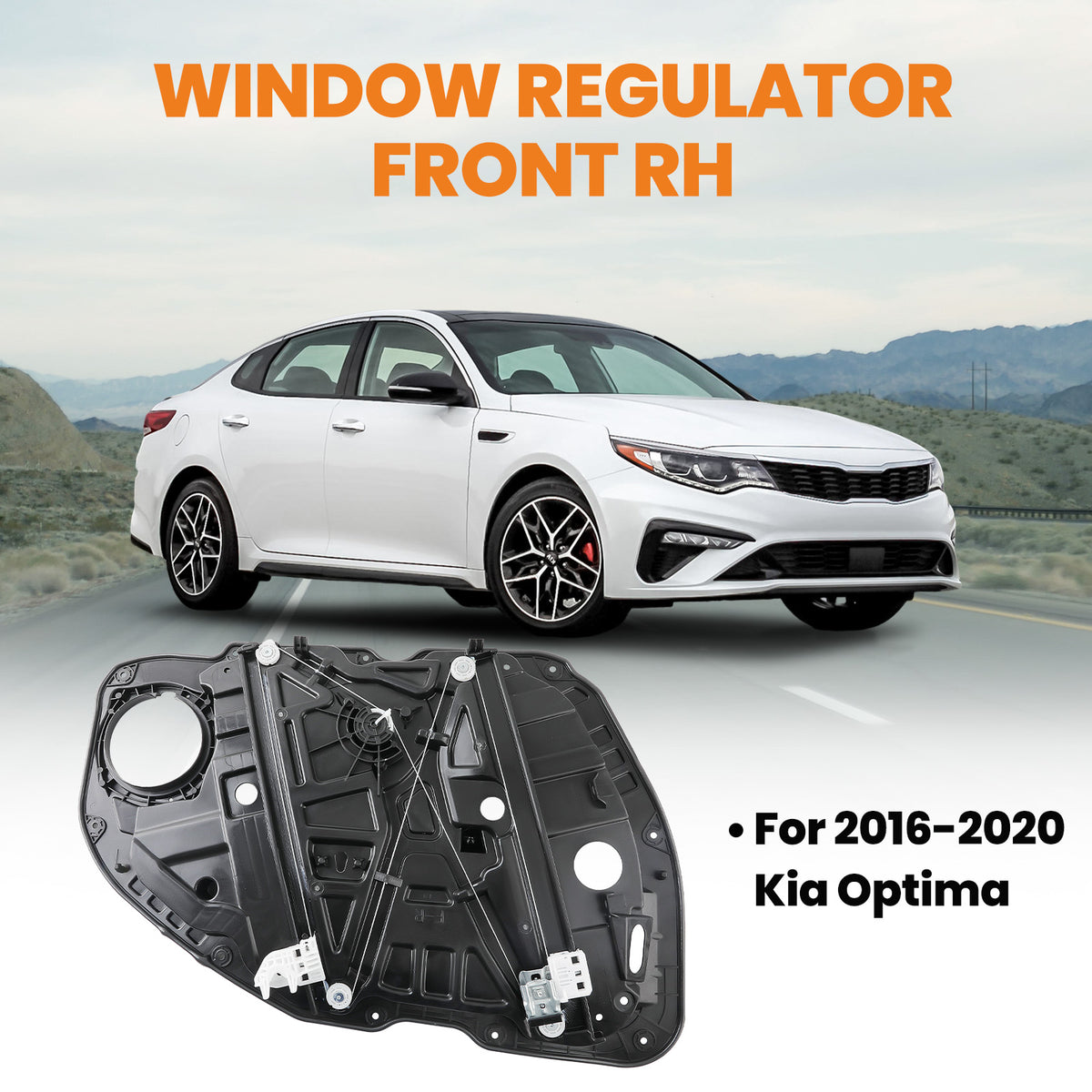 Front Right Passenger Door Window Regulator compatible For KIA Optima 2016-2020  82481D4000