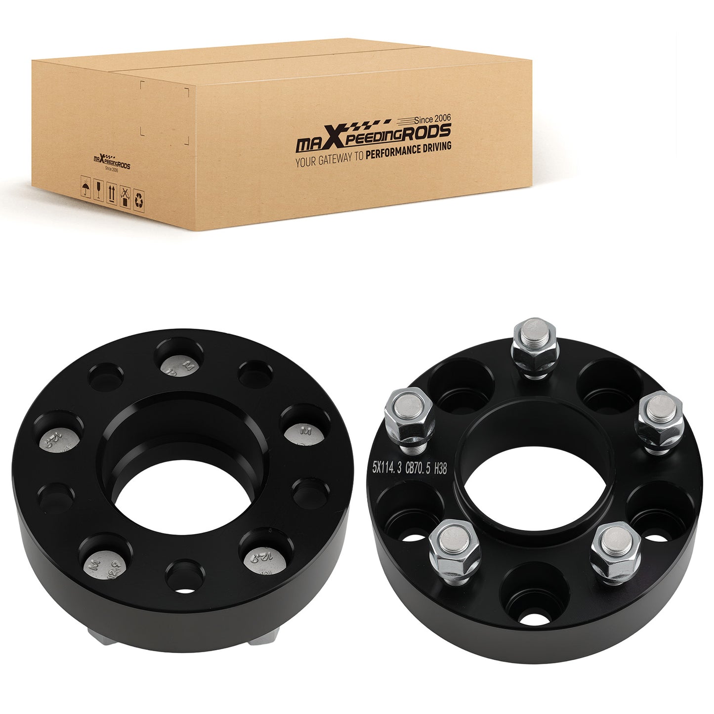 38mm Hub Centric Wheel Spacers compatible For Ford Mustang Crown Victoria 5x114.3mm 1/2x20