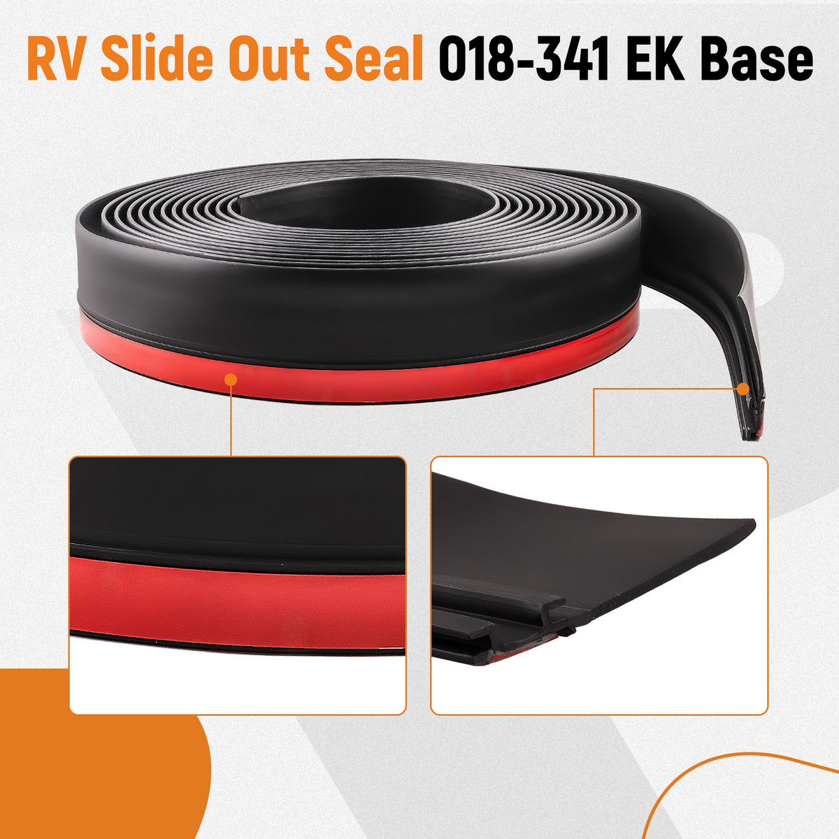 RV Slide Out Seal Wiper Black Rubber For RV Camper Slideout System For 018-341