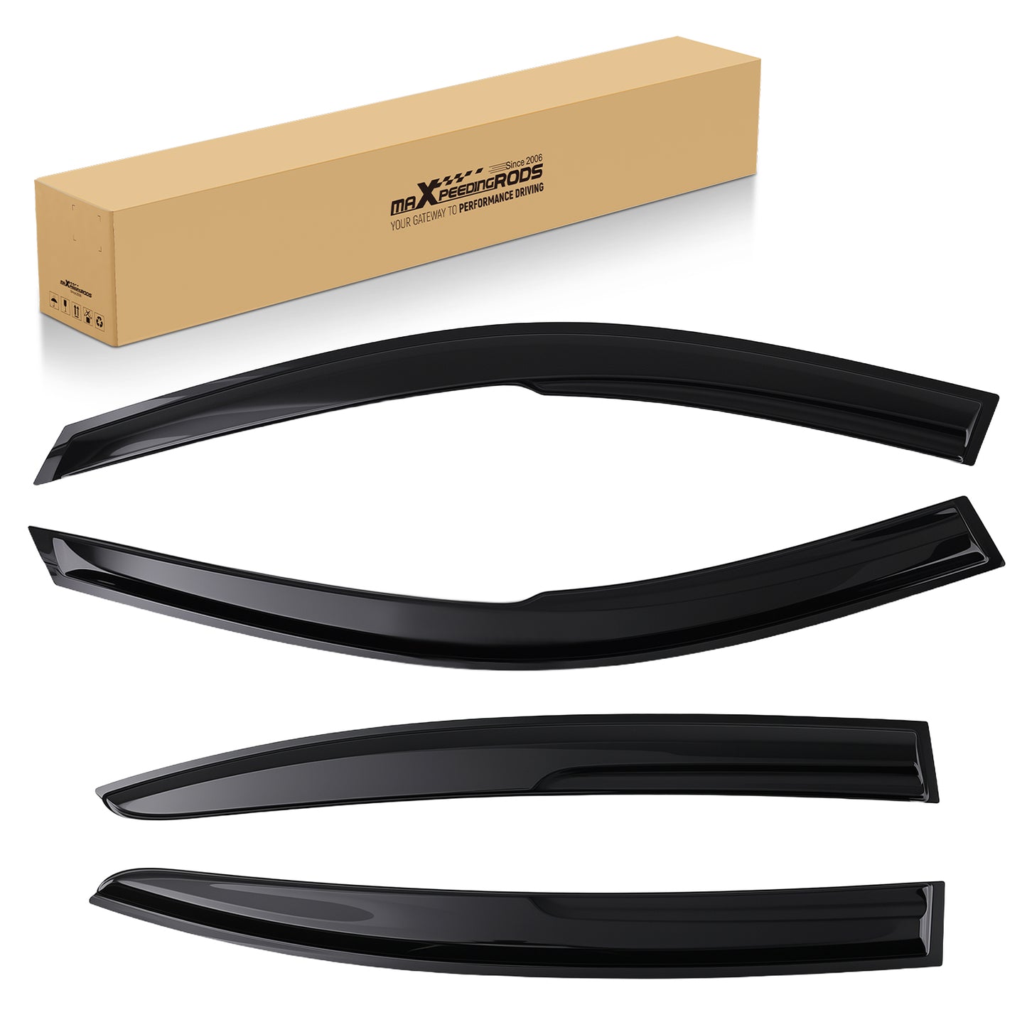 4pc Rain Guard Window Visors compatible For Honda Accord 2008-2012 4Dr Sedan Black Tinted