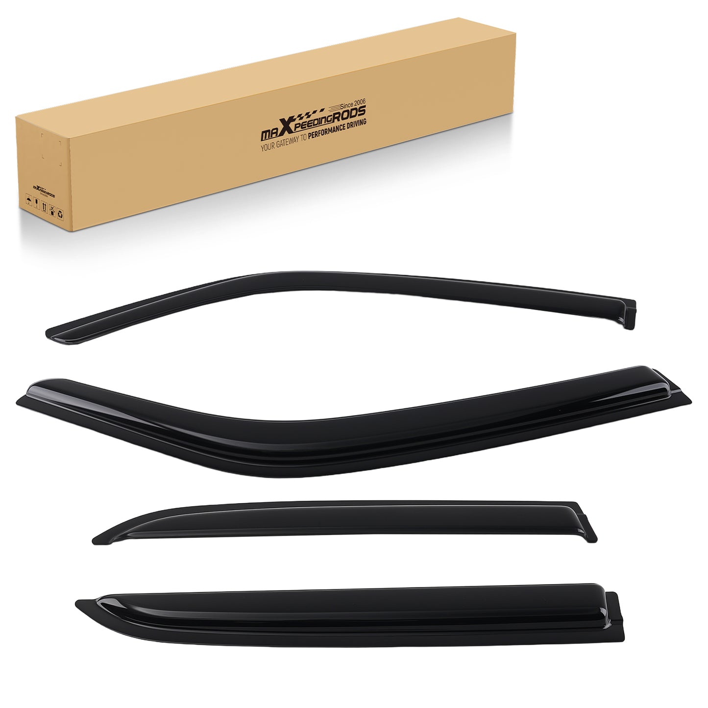 Front Rear Window Rain Visor compatible For Chrysler 300 2005-2010 Guards Black 4Pcs