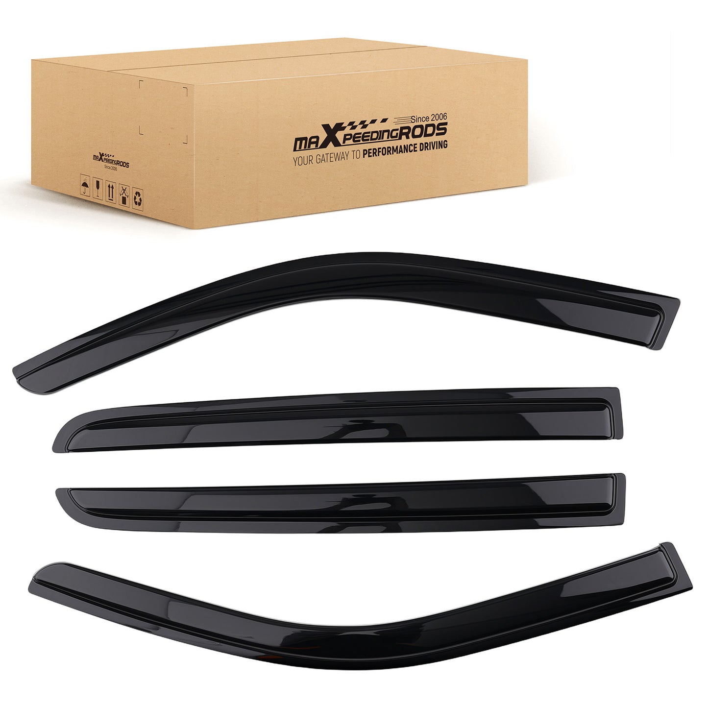 Rain Deflector Visor compatible For Dodge RAM 1500 Crew Cab 2009-2018 Black 4PC Set