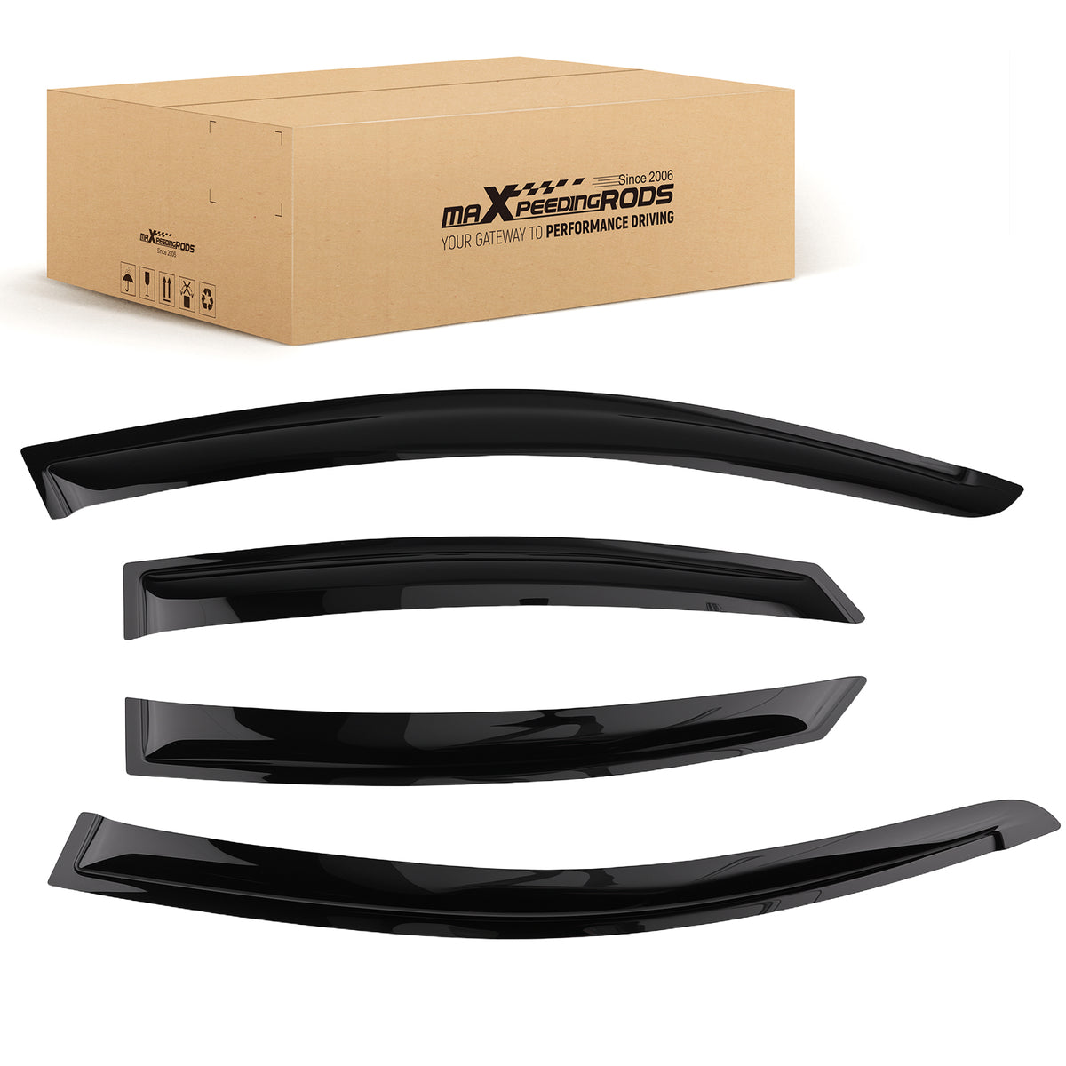 4pc Side Window Deflectors Set compatible For Hyundai Accent Sedan 18-22 Black Rain Guards
