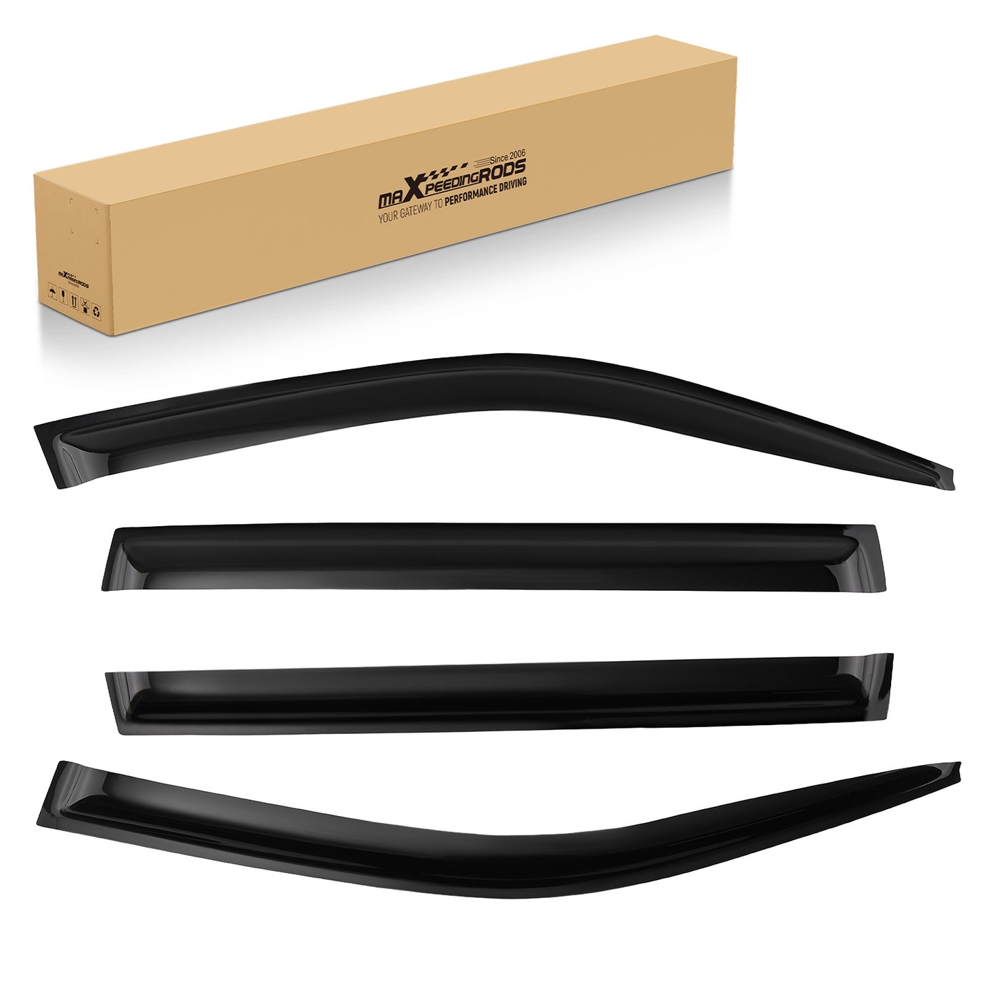 4PC Window Rain Guards Wind Deflectors Kit compatible For Honda Pilot 03-08 Outside Mount