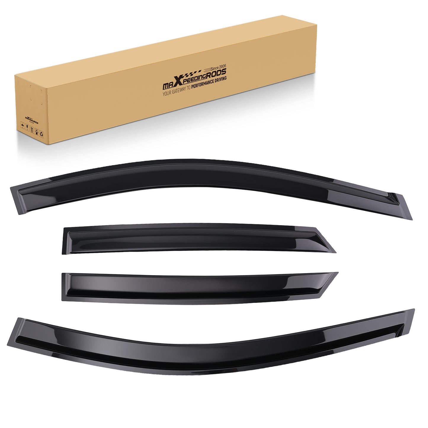 Outside Mount Window Deflectors compatible For Hyundai Santa Fe 2013-2018 Black 4PC Set