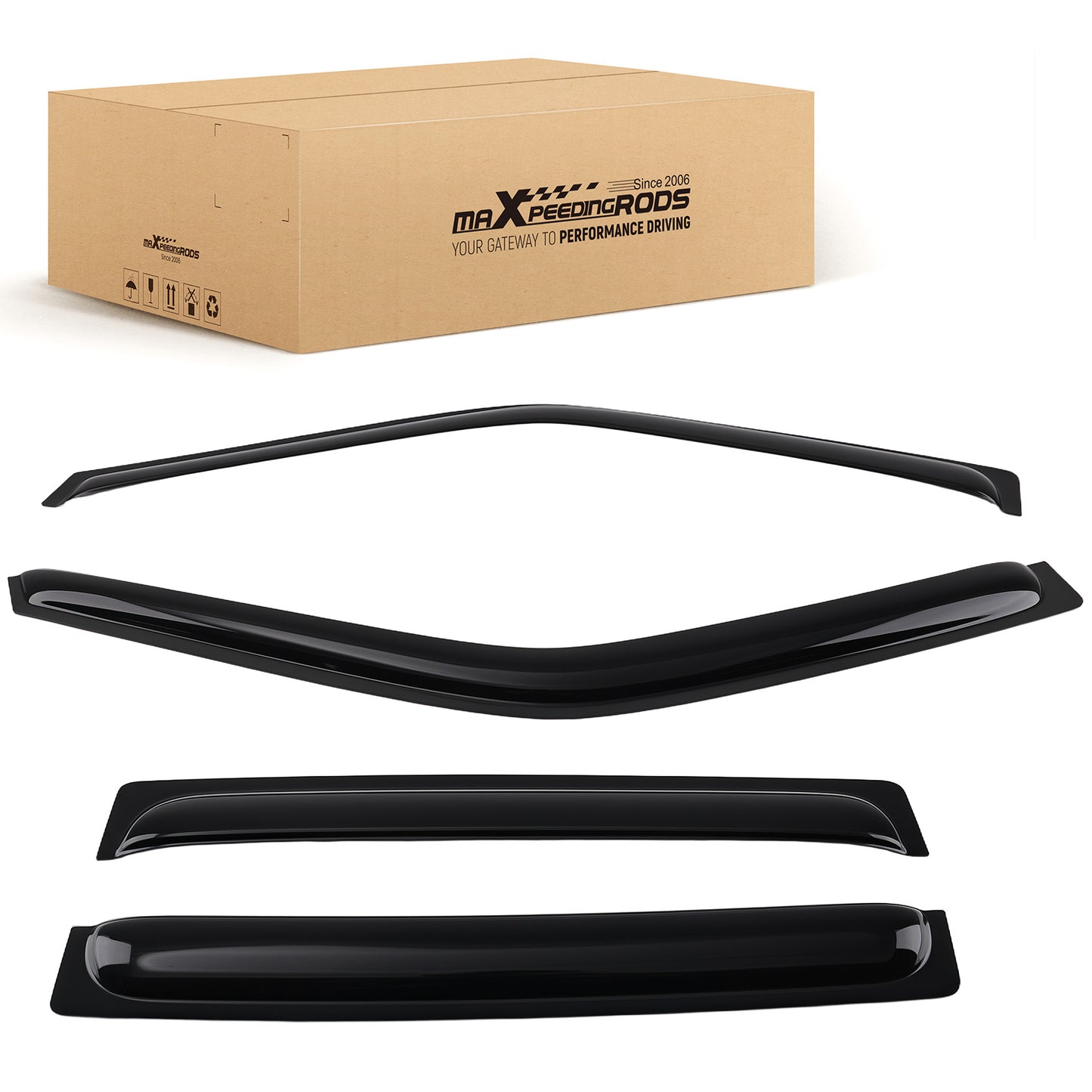 4Pcs Acrylic Window Visor compatible For Nissan Frontier Crew Cab 2005-2020  Black Set