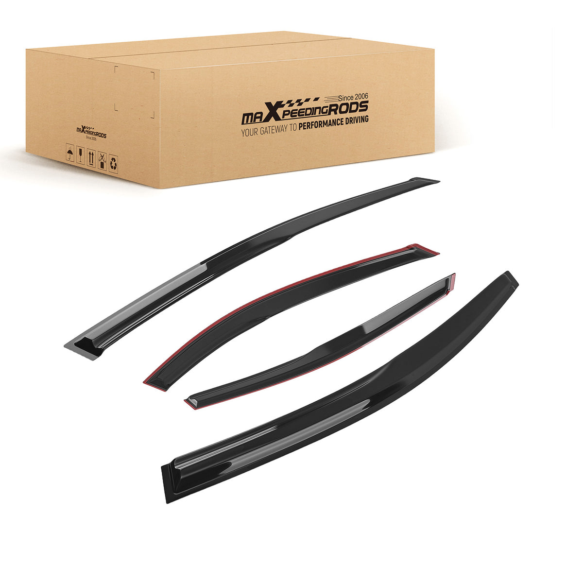 4pc Rain Guards Wind Deflectors compatible For Nissan Sentra 2013-2019 Black Outside Mount