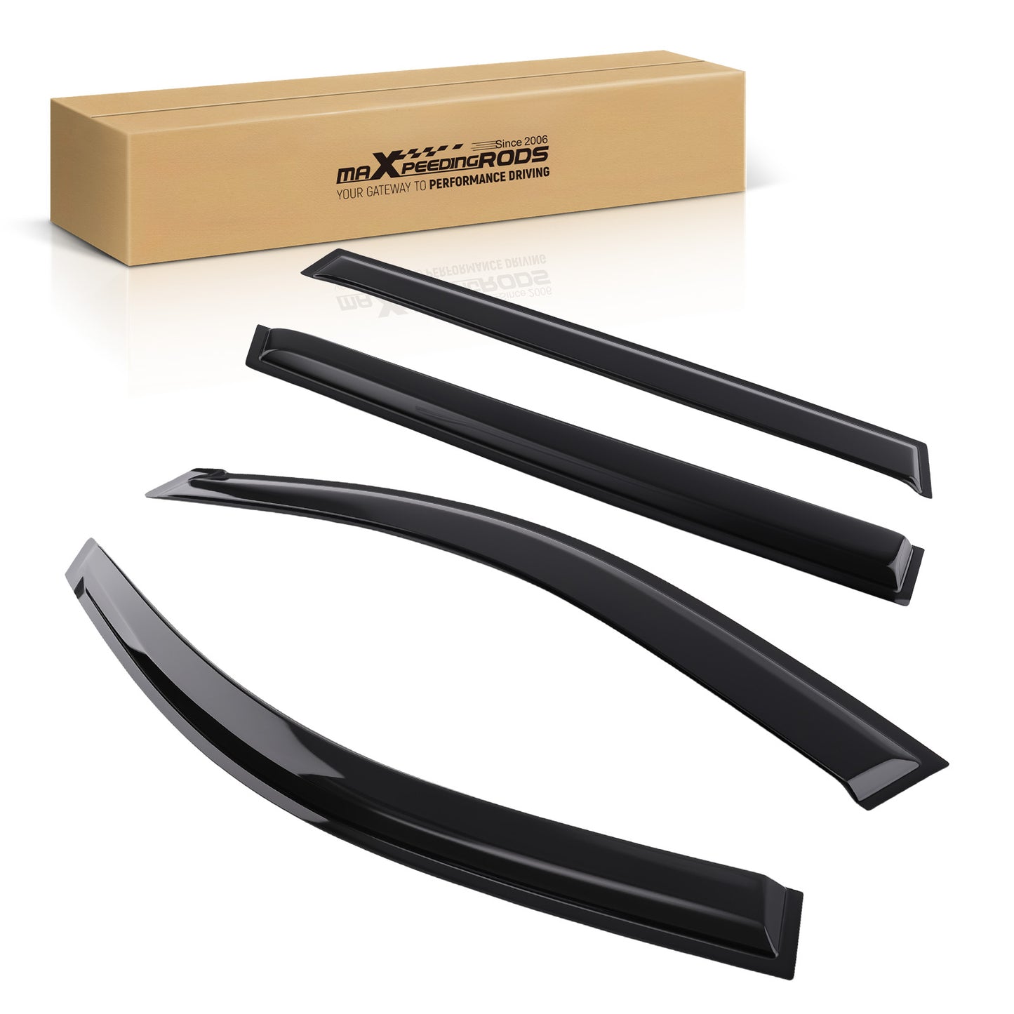 4PC Window Visor Rain Guard Visors Set compatible For Toyota RAV4 2006-2012 Black Tinted