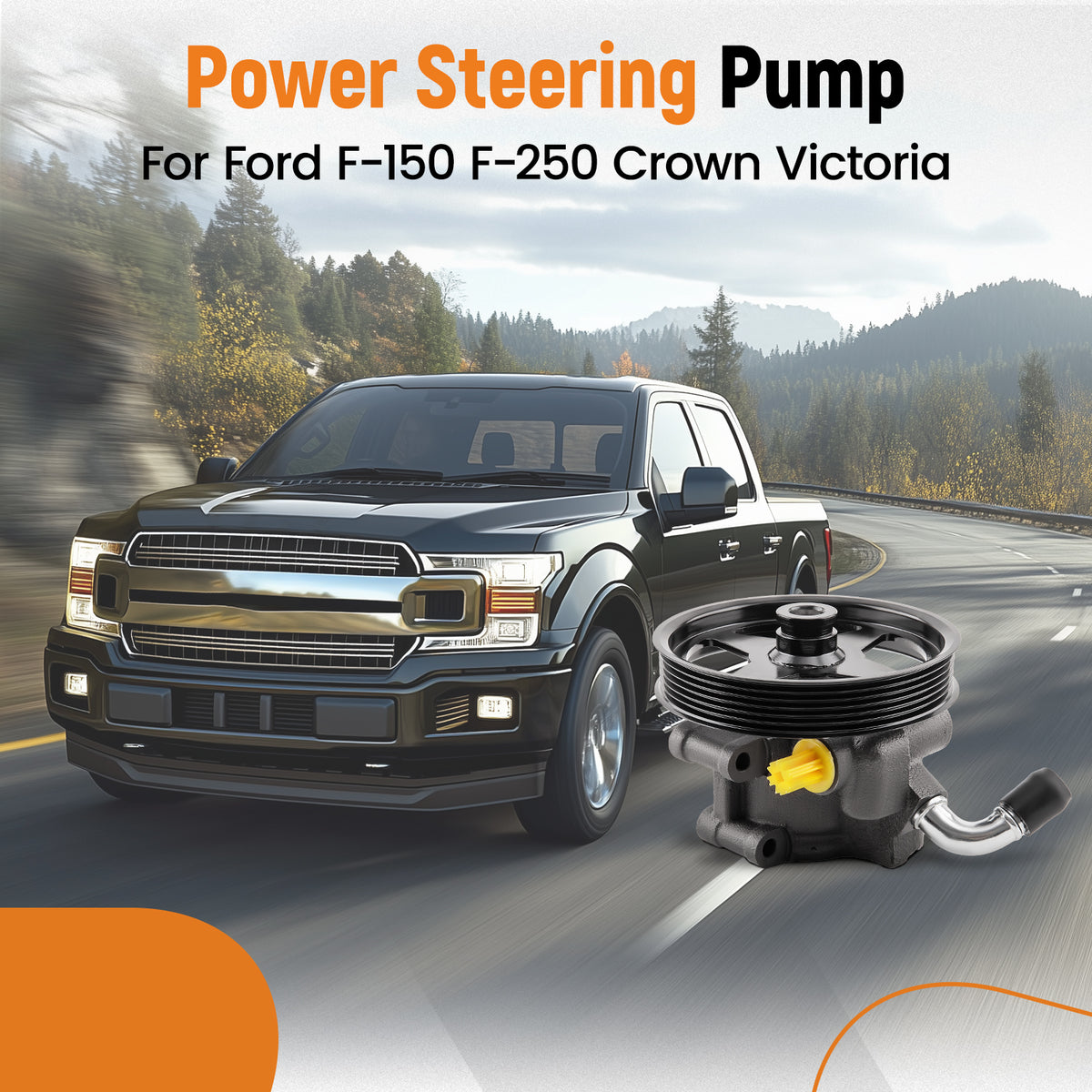 Power Steering Pump 20-282 compatible For Ford F-150 1997-2005 compatible For Ford F-250 1997-1999
