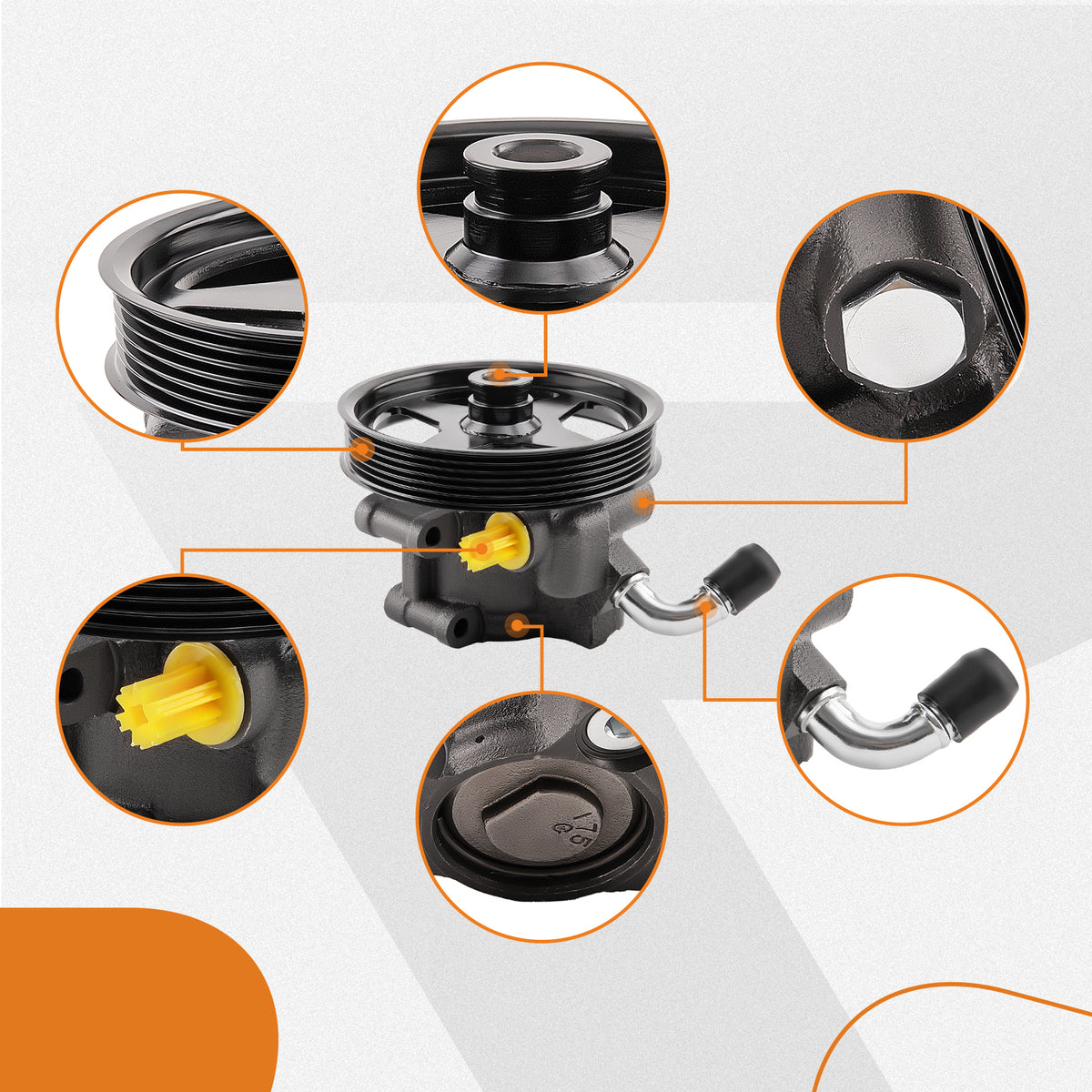 Power Steering Pump 20-282 compatible For Ford F-150 1997-2005 compatible For Ford F-250 1997-1999