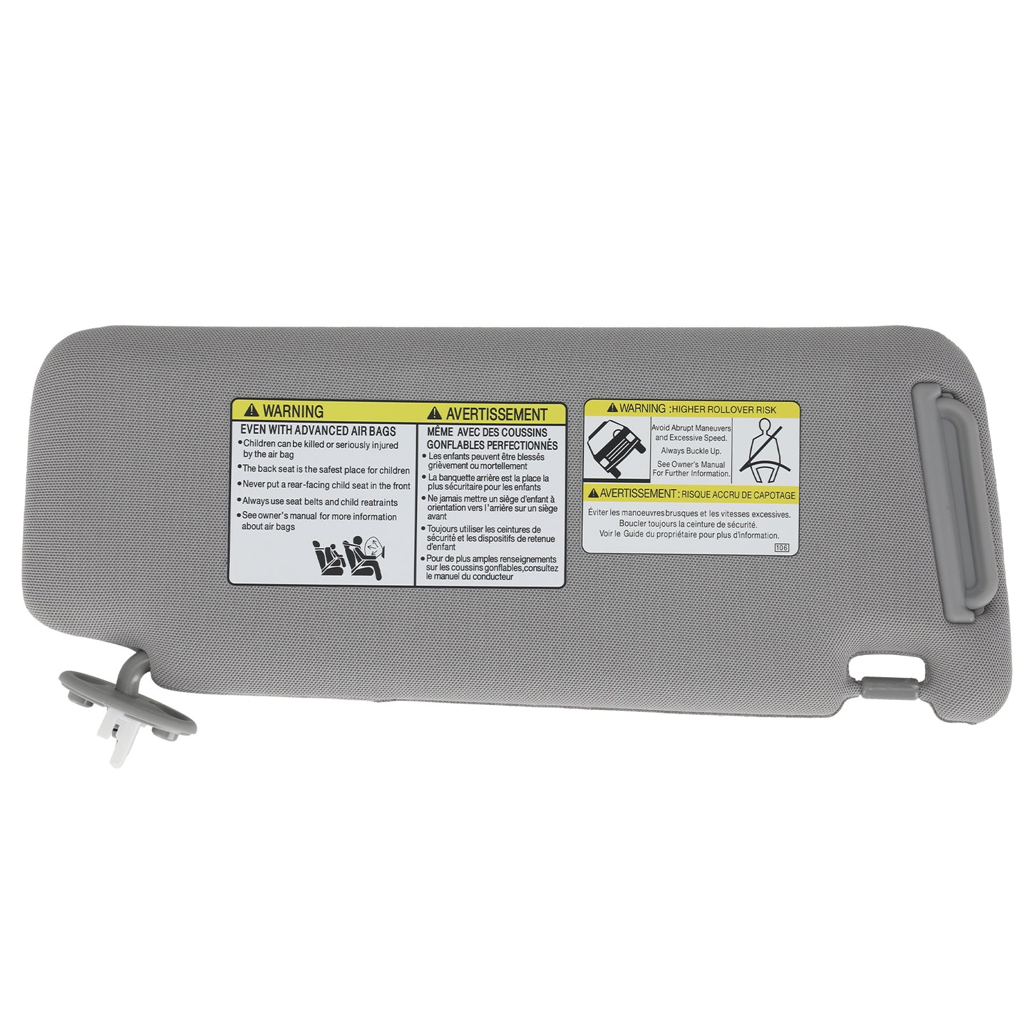 Driver Left Sun Visor compatible for Toyota 4Runner 2010-23 74320-35A90-B1 Gray Front